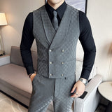 Men's Retro British Plaid Button Business Suit Vest