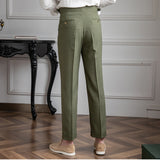 Men's Business British Thin Retro High Waist Pants Casual Suit Pants