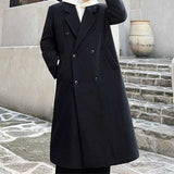 Autumn and Winter Solid Color Mid Length Suit Collar Coat