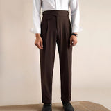 Herringbone Double Pleat Straight Trousers