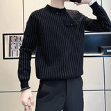 Men's Thickened Striped Polo Collar Sweater