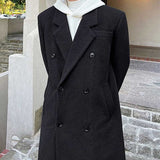 Autumn and Winter Solid Color Mid Length Suit Collar Coat