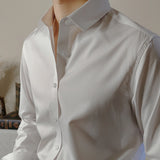 Men's Square Collar Solid Color Long Sleeve Shirt