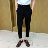 Men's Business Casual Solid Color Nine-point Suit Pants