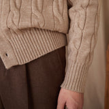 Cable-knitted Shawl Collar Vintage Casual Sweater