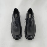 Men's Casual Lace-up Square Leather Shoes