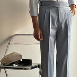 Men's Business Casual High Waisted Pants Slim Fit Dress Pants