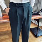 Men's Retro Elegant Slim Fit Dress Pants British Casual Trousers