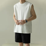 Loose Crew Neck Solid Color Vest