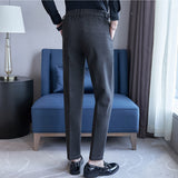 Striped Slim-fit Woolen Trousers