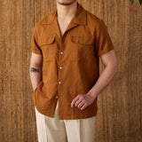 Men's Cotton And Linen Button-Down Shirt