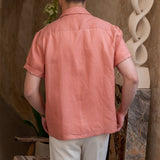 Men's Summer Cuban Collar Vintage Elegant Business Short Sleeve Shirt