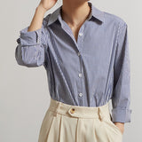 Vertical Stripe Side Slit Shirt