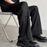 Men's High Waist Casual Drawstring Drape Straight Trousers