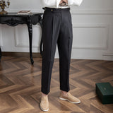 Men's Business British Thin Retro High Waist Pants Casual Suit Pants