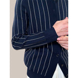 Men's Striped Slim Lapel Business Sweater