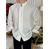 Mens Casual Stand Collar Loose Thin Shirt