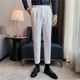 Men's Business Casual High Waisted Pants Slim Fit Dress Pants