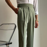 Men's Business Casual High Waisted Pants Slim Fit Dress Pants