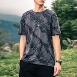 Men's British Retro Gradient Tie-dye Casual Loose Round Neck T-shirt