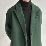 Solid Color Thickened Woolen Long Over-the-knee Coat