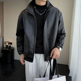 Men's Leather Casual Stand Collar Jacket