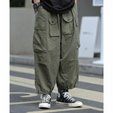 Retro Multi-pocket Wide-leg Pants