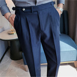 Men's Business Casual High Waisted Pants Slim Fit Dress Pants