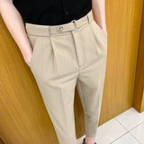 Men's Business Casual Solid Color Nine-point Suit Pants