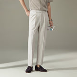 Seersucker Breathable Italian Naples Straight Trousers