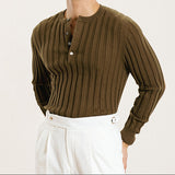 Men's Hunter Collar Casual Striped Slim-fit Bottoming Sweater