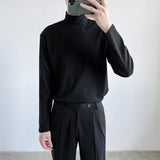 Men's Loose Half Turtleneck Solid Color Casual Bottoming Shirt