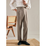 Solid Color Straight Washed Suit Trousers