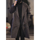 Stand Collar Woolen Over Knee Loose Coat