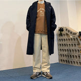 Loose Hooded Horn Button Casual Coat