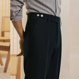 Men's Straight High Waist Casual Drape Suit Pants