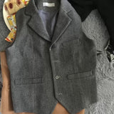 Slim Fit Wool Oversized Herringbone Suit Vest