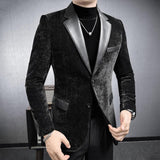 Fleece Panel Leather Collar Blazer