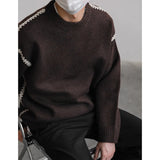 Contrast Color Braided Lace Knitted Wool Sweater