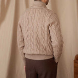 Cable-knitted Shawl Collar Vintage Casual Sweater