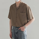 Lapel Pocket Short Sleeve Shirt