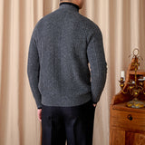 Vintage Wool Jacquard Slim Fit V-Neck Cardigan