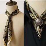 Men's Black Gold Cashew Pattern Vintage Silk Scarf