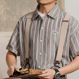 Vintage Vertical Stripe Short Sleeve Shirt