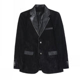 Fleece Panel Leather Collar Blazer