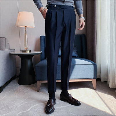 Men's Business Casual High Waisted Pants Slim Fit Dress Pants