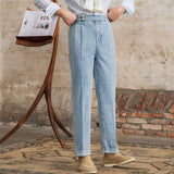 Men's Retro High Waist Straight Jeans Trousers For Men