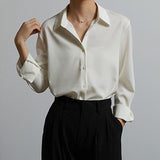 Satin Single-breasted Long-sleeved Shirt