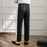 Men's Business Casual High Waisted Pants Slim Fit Trousers