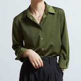 Satin Single-breasted Long-sleeved Shirt